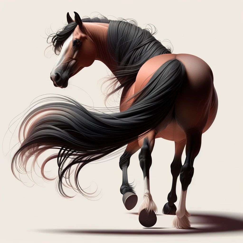 a horse, digital art, 2.5D style